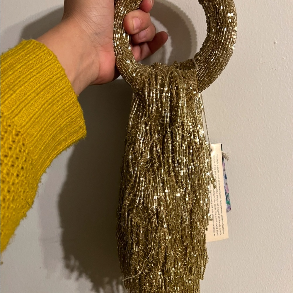 Gold Sequin Tassel Handbag NWT